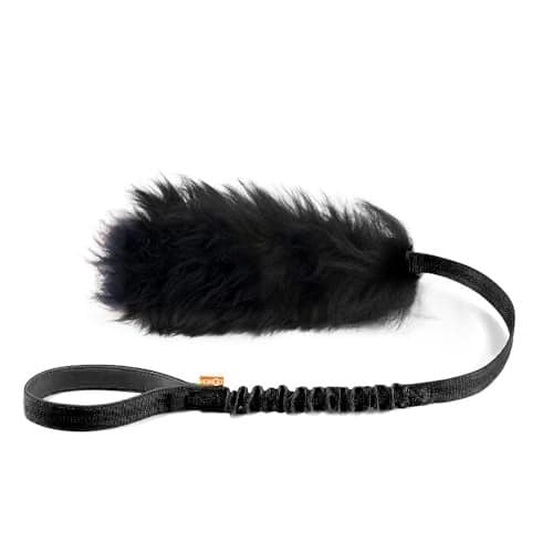 HOWGO Dog Rope ToyDog Bungee Chaser Toy 100 SheepskinSheep Smell Tug Toy for All Breeds Black Long Without Ball