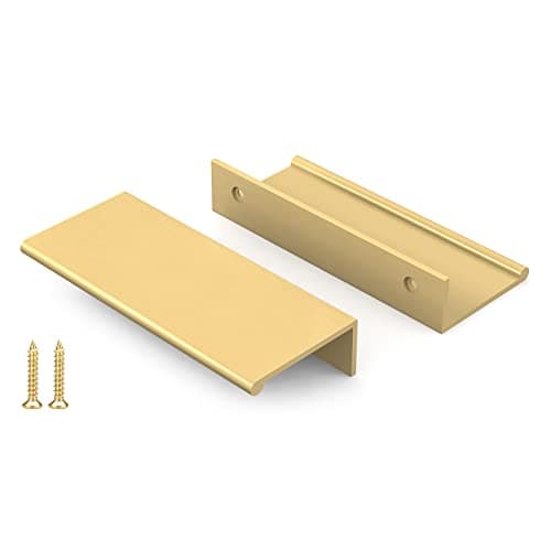 Peaha 10 Pack Kitchen Cabinet Handles 3 inch Matte Gold Pulls for Dresser Drawers Brushed Brass Door Edge Finger Pull Hardware