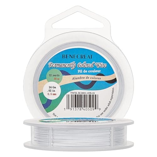 BENECREAT 98-Feet 0.02inch (0.5mm) 7-Strand White Bead String Wire Nylon Coated Stainless Steel Wire for Jewelry Necklace Bracelet Beading Craft Work