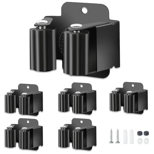 baecel 5 PCS Broom Holder Wall Mount, Upgraded Heavy Duty Mop and Broom Holder Wall Mount, Stainless Steel Broom Hanger Mop Holder Rack for Kitchen Laundry Garden Tool Organizer