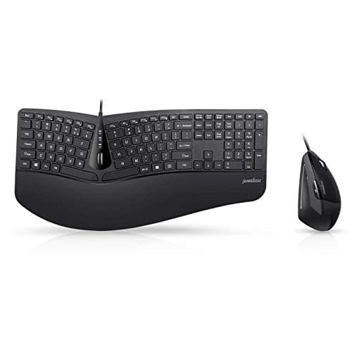 Perixx Periduo505 Wired USB Ergonomic Split Keyboard and Vertical Mouse Combo with Adjustable Palm Rest and Short Tactical Membrane Keys US English Layout