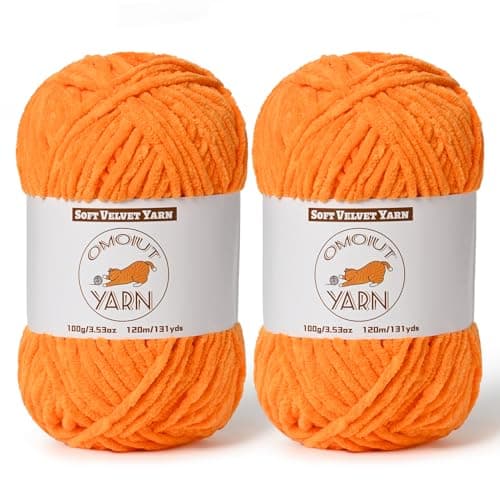 2 Pack Orange Fluffy Velvet Yarn for CrochetingChunky Chenille Baby Blanket Yarn for CrochetSoft Fuzzy Puzzle Yarn for Knitting100g353oz Each Bulky Thick Amigurumi Crochet Yarns