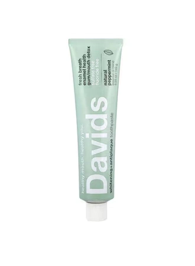 Davids, Whitening + Antiplaque Toothpaste, Natural Peppermint, 5.25 oz (149 g)