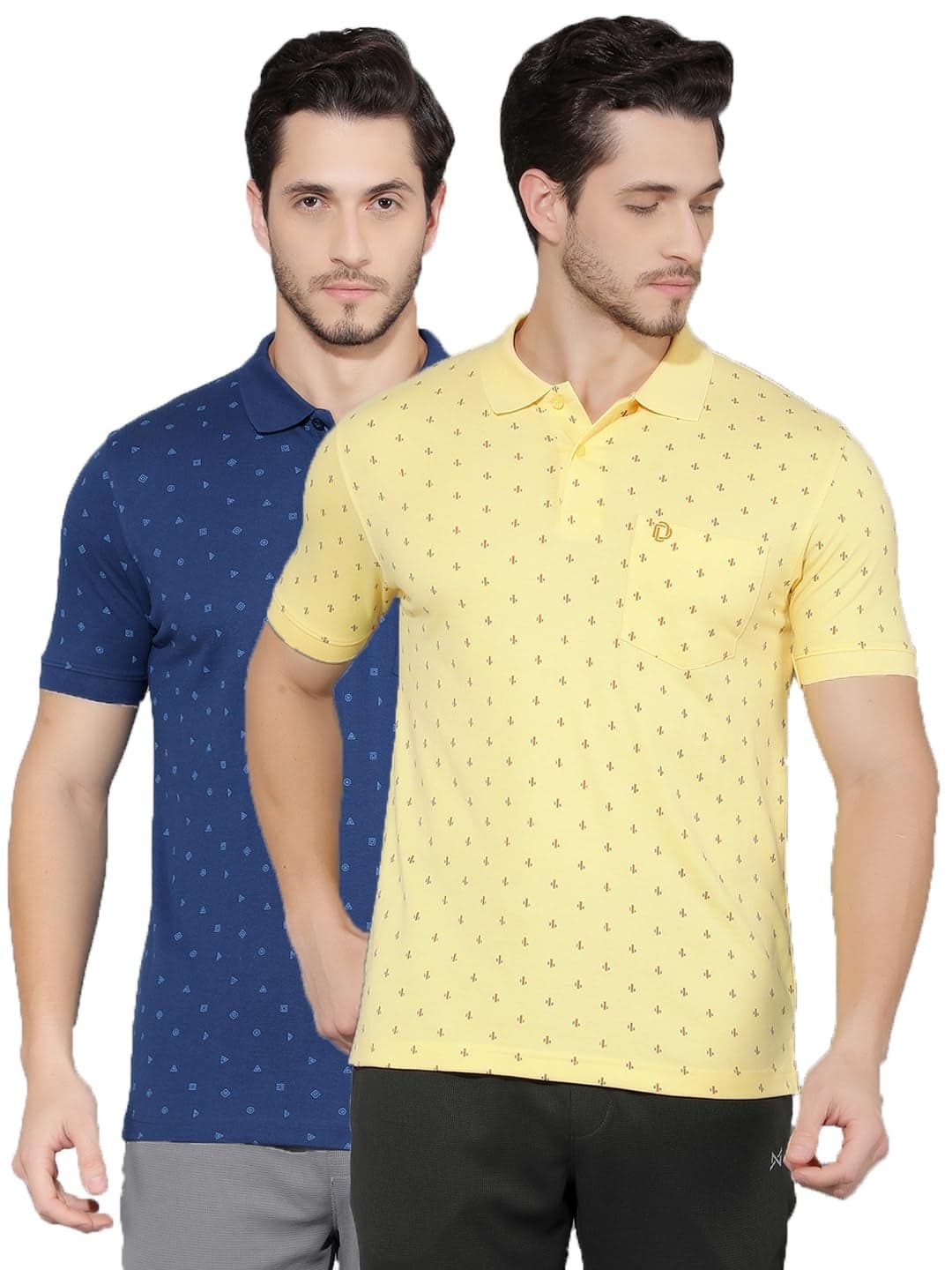 Dollar Mens Cotton Casual Printed Polo Tshirt (Pack of 2)