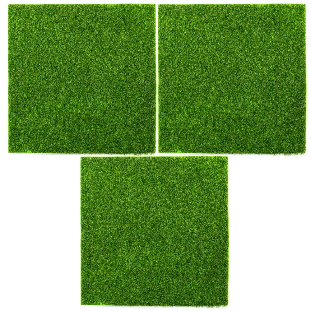 AUEAR Artificial Garden Grass LifeLike Lawns Squares Fake Fairy Mats Turf Patch Ornament Decoration 3 Pack 12x12