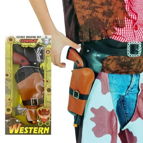 GAGIFT WORLD Cowboy Toys Classic Toy Gun and Holster Set for Adults Fake Revolver and Adjustable Belt Western Costume Accessory for Men Novelty Gifts for Halloween