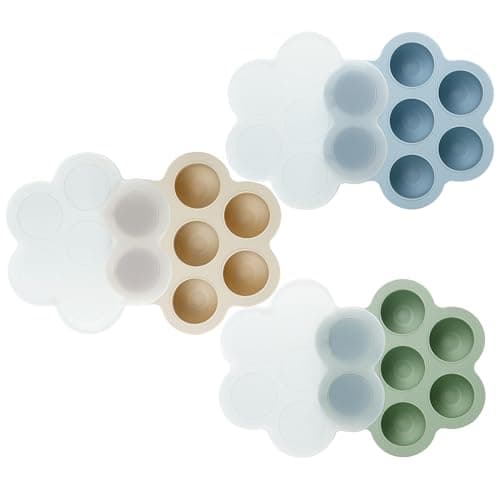 PandaEar 3 Pack Baby Food Freezer Tray with Lids Silicone Baby Food Storage Container for Homemade Baby Food Purees Breastmilk BlueGreenCarnation