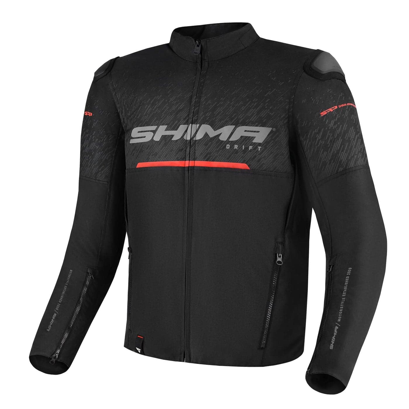 SHIMA DRIFT Motorbike Jacket for Men Lightweight Breathable Summer Mesh Mens City Biker Jacket with CE Back Shoulder Elbow Armor Pads Width Adjustment Black XXL