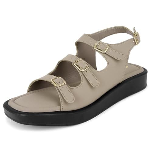 TRASE Strap Trend Comfortable Flat Sandals For Women - Women Footwear Stylish And Adjustable Double Strap Sandals For Daily Use (Grey, 5 UK)