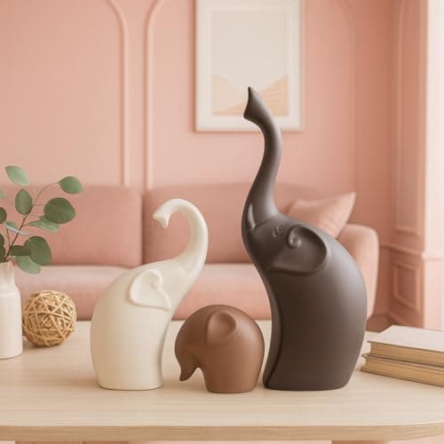 LADROX Splash Abstract Art Lucky Elephant Set Decorative Figurines | Ceramic Handcrafted Sculptures (Multicolor)