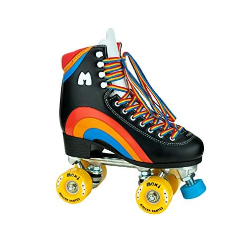 Moxi Rainbow Rider Roller Skates for Women - Beautiful, Durable, Supportive Rainbow Skates with Padded Lining, a Sturdy Plate, and Soft Outdoor Wheels - Asphalt Black - Size 6
