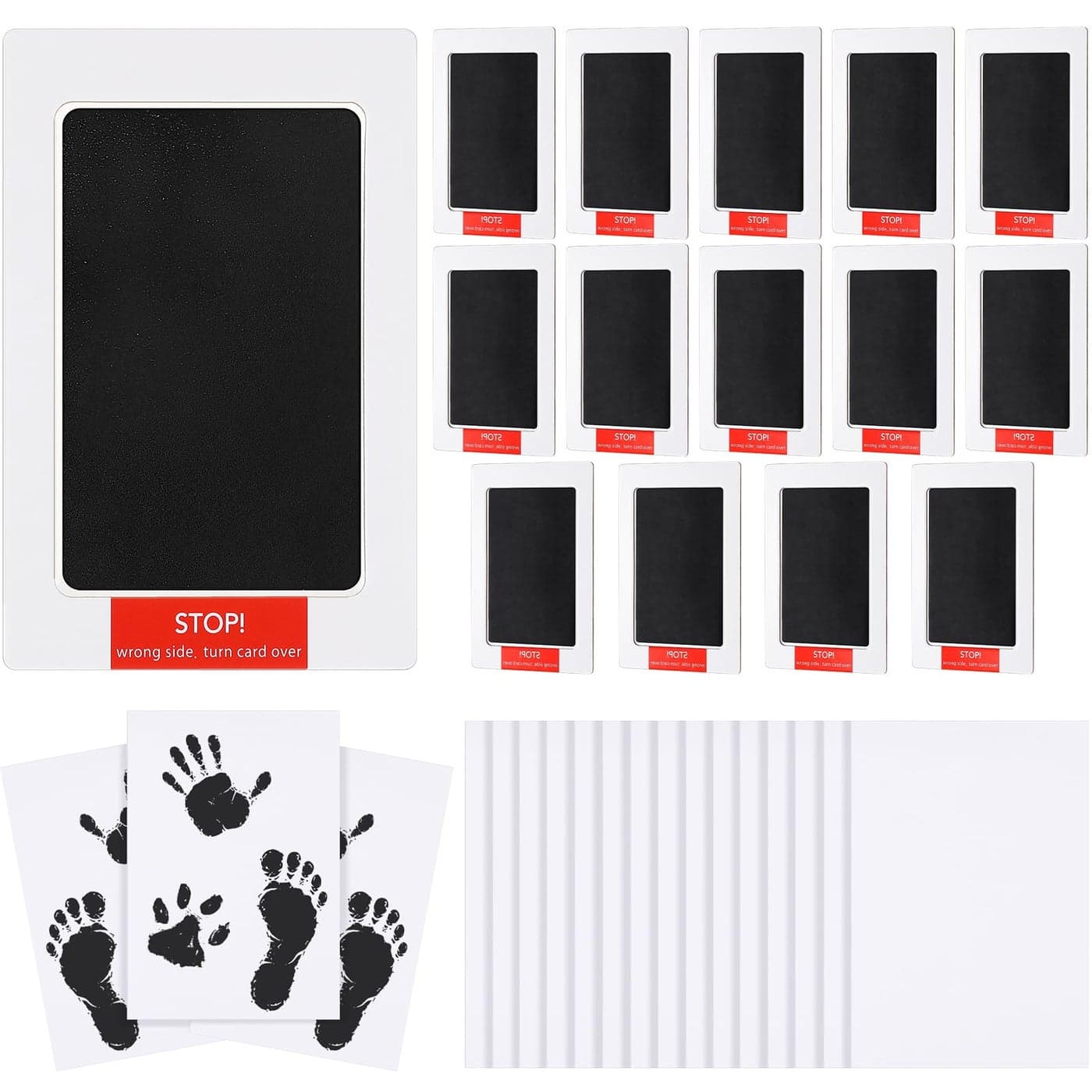 Jetec 15 Set Inkless Baby Footprint and Handprint Kit Clean Touch Ink Pad for Baby Hand and Footprints Dog Paw Print Kit with Ink Pads and Imprint Cards for Newborns Babies Pets Gifts Black