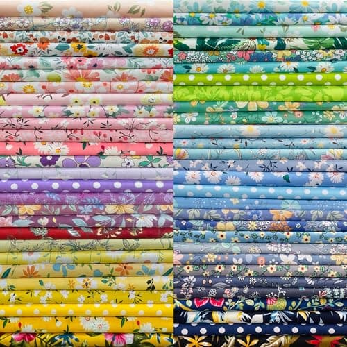 Newamishquilt 5 x 5 50 PCS 100 Cotton Fabric Bundles for Quilting Sewing DIY Quilt Beginners Quilting Supplies Fabric Squares