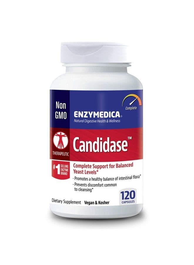 , Candidase, 120 Capsules, Enzyme Supplement to Support Balanced Yeast Levels and Digestive Health, Vegan, 60 Servings