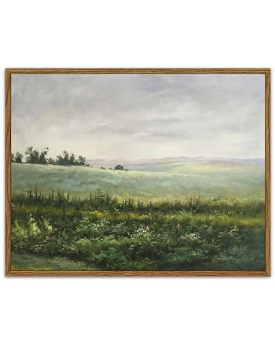 SHENIFY Landscape Framed Canvas Wall Art Vintage Classical The Vast Grassland Prints Hallway Bathroom Office Decor - 11x14in Natural Framed