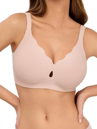 LUCKMEEY Bras for Women No Underwire Wave Push Up Wireless Bra Seamless Bras Full Coverage Bralettes Lift Everyday Bra Skin