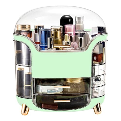 TNT THE NEXT TREND Cosmetic Makeup Organizer Box for Women with Makeup Sponge Dressing Table Organizer with Drawer for Skincare, Perfume, Lipstick Storage 34 cm x 30 cm x 20 cm Model 1 – Light Green