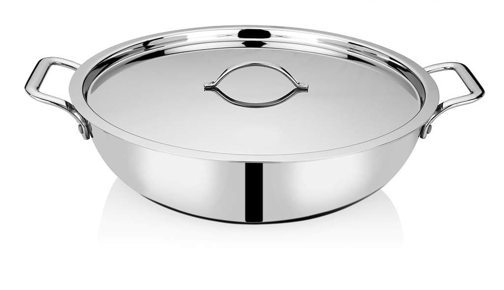Bhalaria Triply Stainless Steel Kadai with Lid & Handle 24cm 25 Litre | Induction Base Heavy Gauge 3 Layer Body | Deep Fry Pan Wok for Sabzi, Curry & Frying| Gas Compatible | Dishwasher Safe