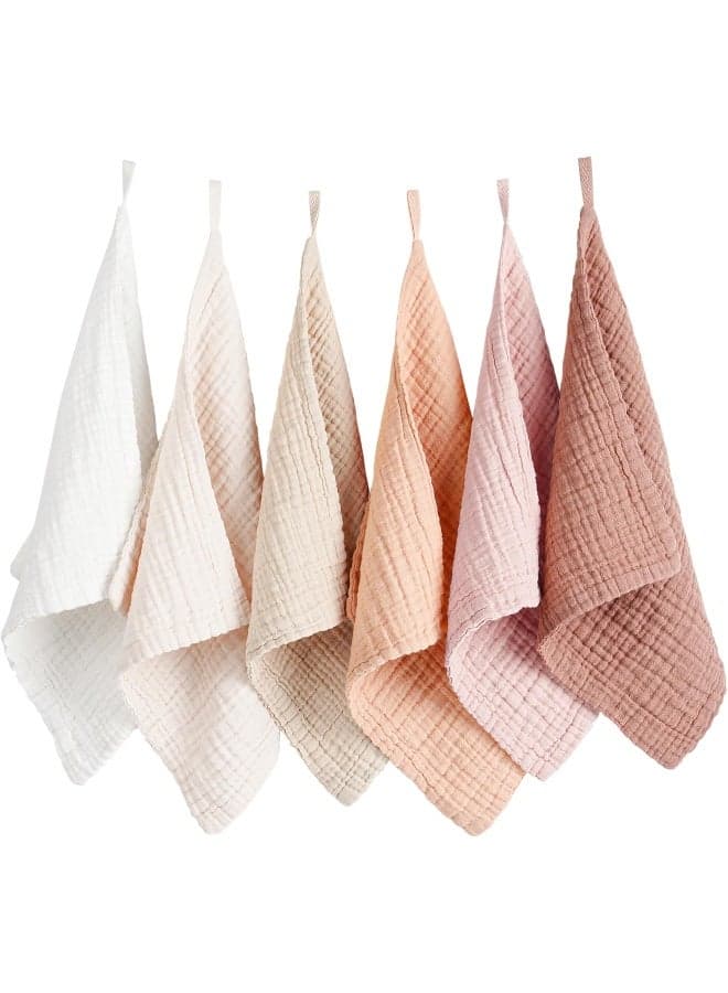 Konssy 6 Pack Baby Muslin Washcloths for Unisex 100% Cotton Wash Cloth Set for Baby Face Body Comfy and Soft for Newborn Infants Kids Girls and Boys