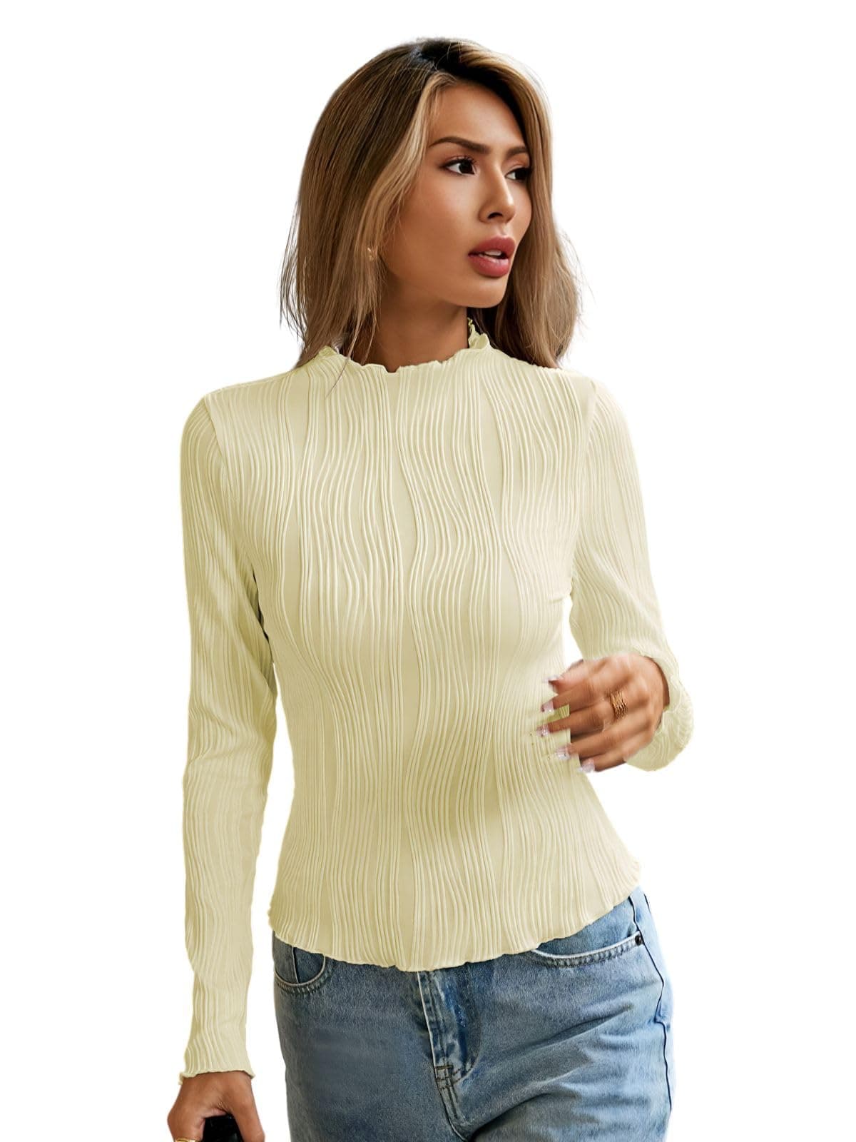 GRECIILOOKS Oversized T-Shirt for Women – Korean Style Casual Tee Top | Trendy Streetwear Look with Baggy Fit for Girls & Women (GL-W2501-M-YELLOW)