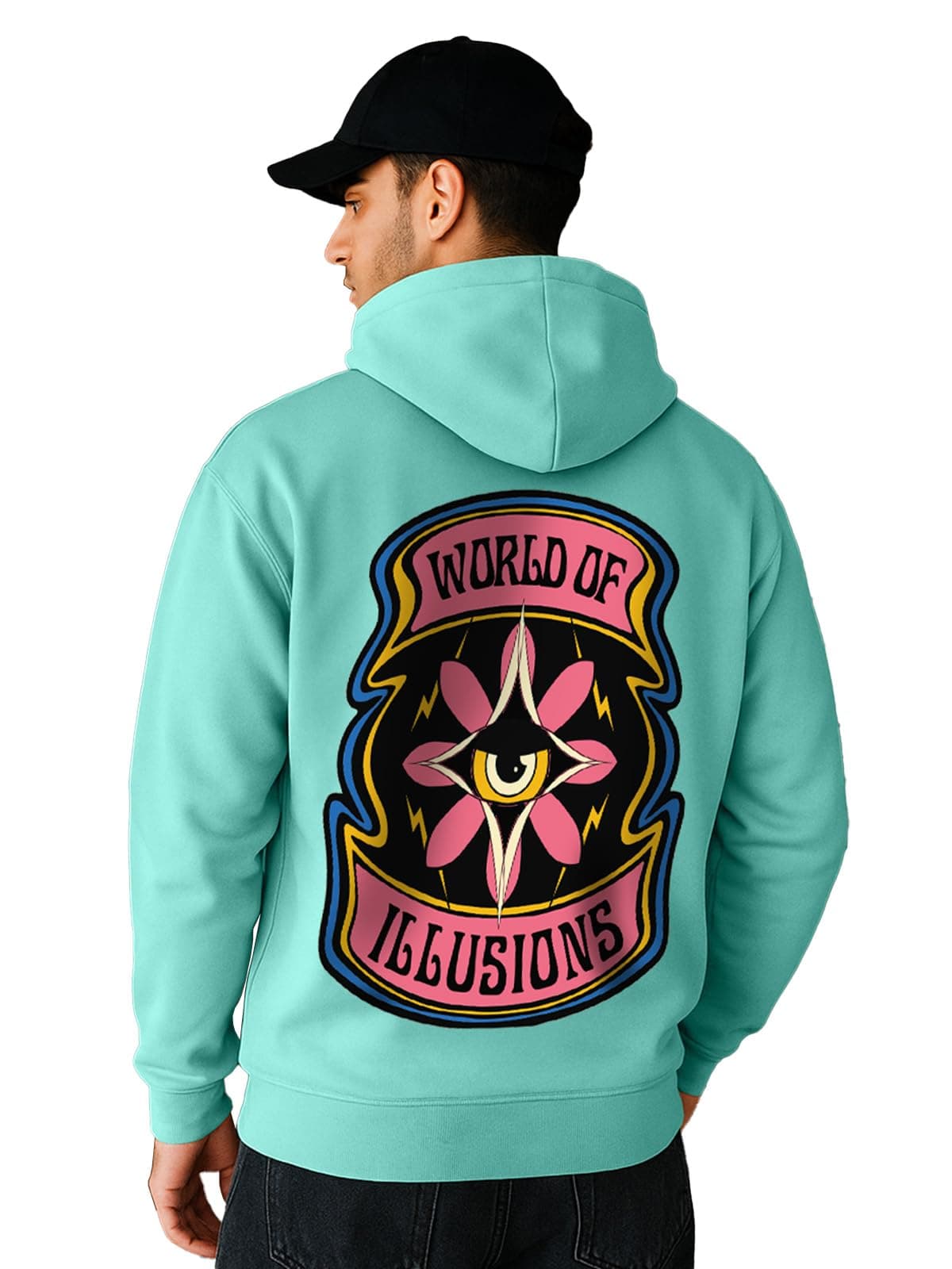 Veirdo® Cotton Polly Fleece Regular Fit Green Graphic Print Hoodie for Men (VH0423GNPT10_L)