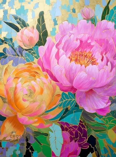 Cross Glory Jigsaw Puzzles for Adults 1000 Pieces Golden Peony Dreams Mosaic Flower Puzzle for Adults 1000 Pieces Satin Finish Adult Puzzles Ages 14