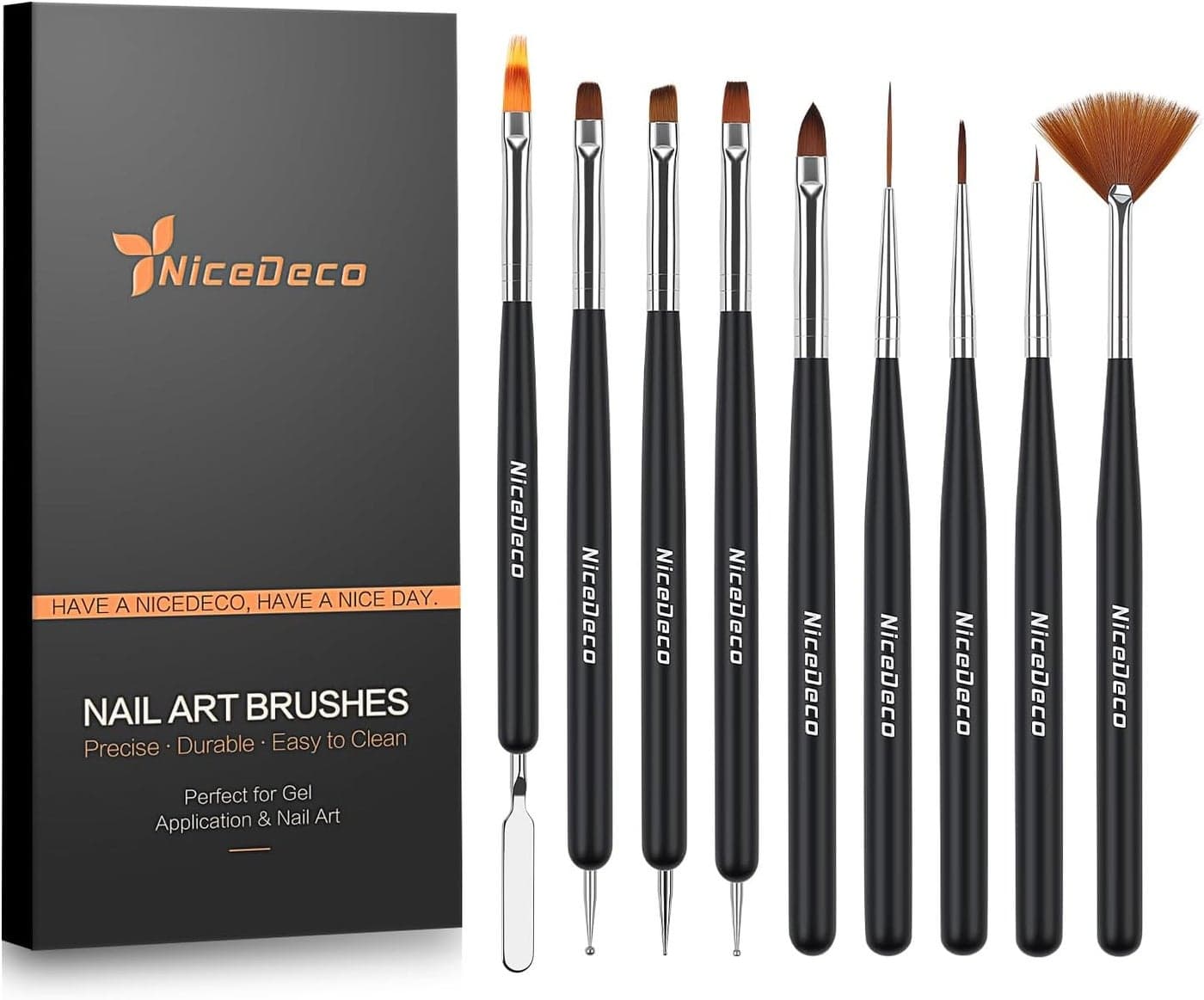 Nicedeco Nail Art Brushes 9pcs Doubleended Nail Dotting Tool Gel Polish Liner Brushes Design Pen For Nail Drawing and Nail Paint Small Detail Brushes Manicure Design Set
