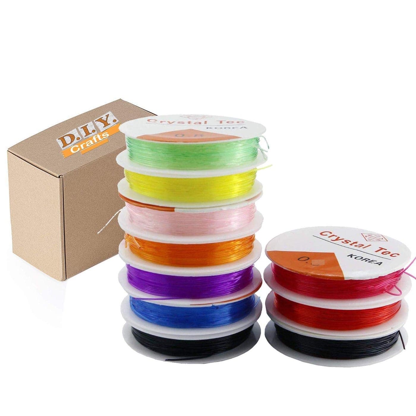 DIY Crafts Design No # 4, Pack of 10 Rolls, Colorful Jewelry Making Multi Purpose Elastic Stretch String Cord C(Design No # 4, Pack of 10 Rolls)