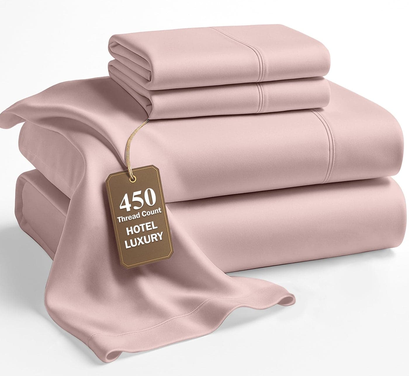 LANE LINEN King Size Bed Sheets 450 Thread Count LongStaple 100 Cotton Naturally Cooling Sheets King Size Value for Money Bedding Low Pill Fade Resistant 15 Deep Pocket Sepia Rose