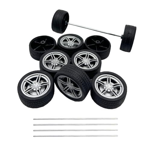 10PCS Toy Car Wheels 40mm Rubber Tire Wheels with Metal Shaft for RC Car Truck DIY Model Toy Wheel Replacement Accessories 3X40mm