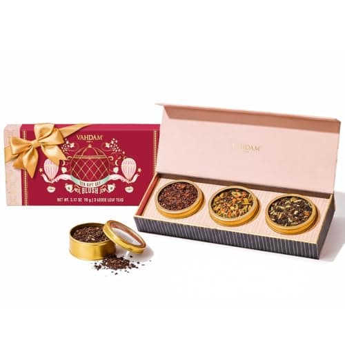 VAHDAM BLUSH Assorted Tea Gift Set 3 Premium Teas in Tin Caddy Presentation Box Loose Leaf Teas Gift for everyone