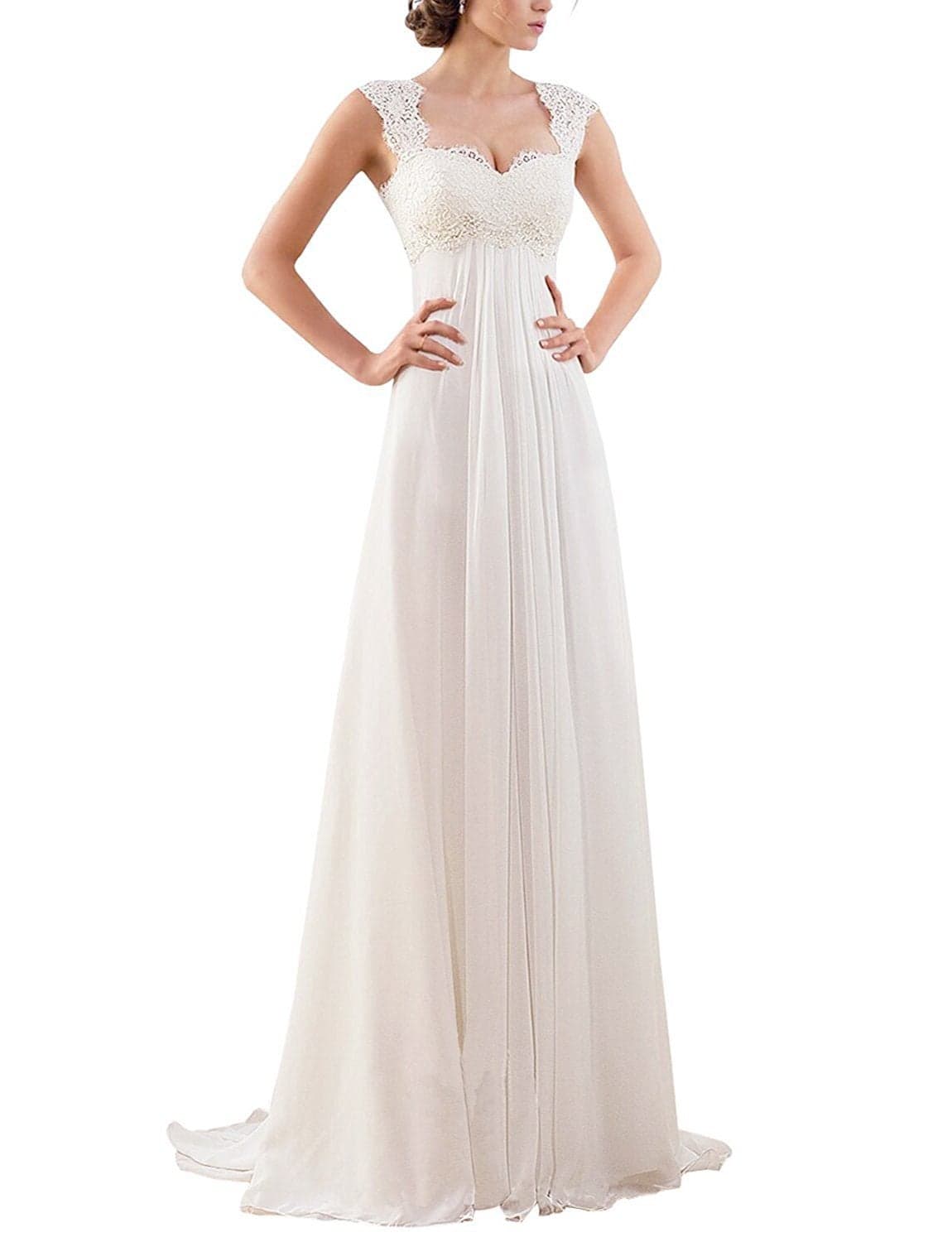 Wedding Dresses for Bride 2023 US 10 Ivory Lace Bridal Gowns for Civil Wedding for Beach Wedding