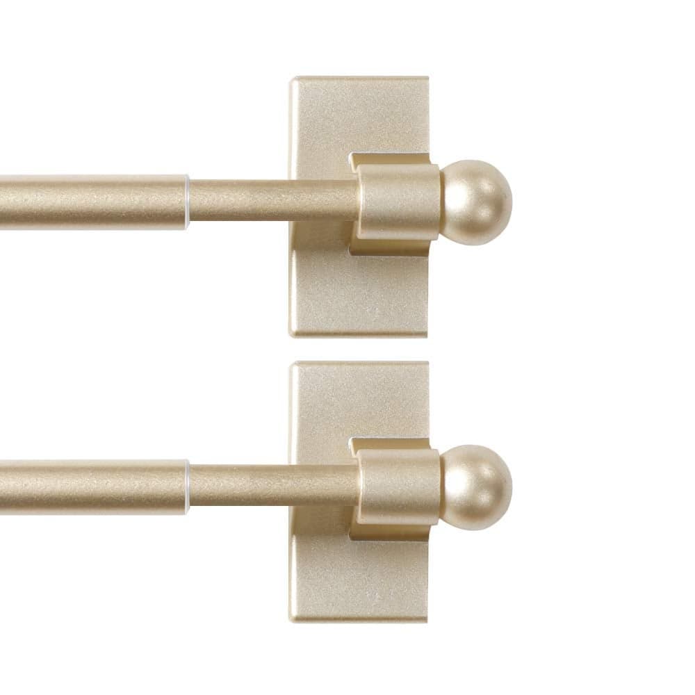 HVERSAILTEX 2 Pack Magnetic Curtain Rods for Metal Doors Top and Bottom MultiUse Adjustable Appliances for Iron and Steel Place Petite Ball Ends 16 to 28 Inch 12 Inch Diameter Champagne Gold