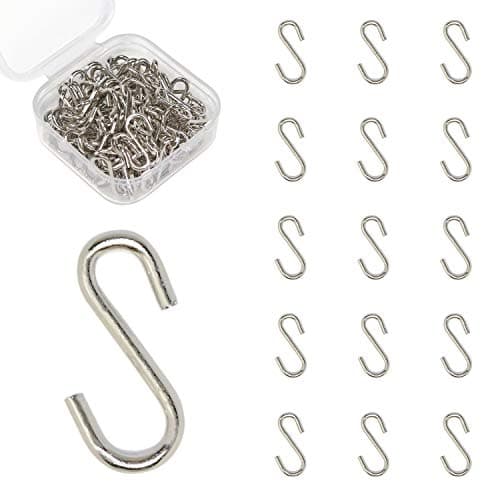 Millennial Essentials Mini S Hooks Connectors S Shaped Wire Hook Hangers 100pcs Hanging Hooks for DIY Crafts, Hanging Jewelry, Key Chain, Tags, Fishing Lure, Net Equipment (0.59 Inch)