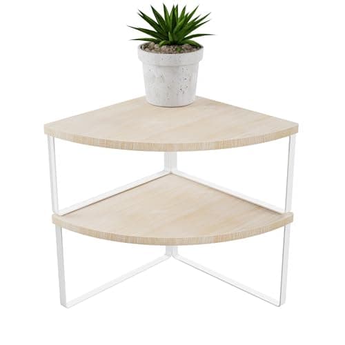 Corner Shelf Countertop Organizer Set of 2 Corner Shelves for Kitchen Cabinet Organizer Spice Rack Stackable Bathroom Stand and Storage Sink Rack Corner Cabinet Counter Decor Natural Beige