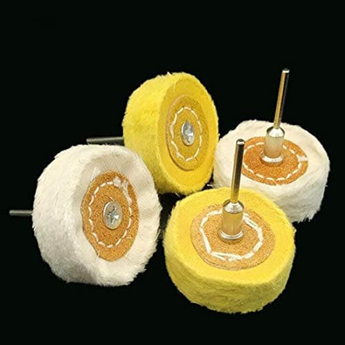 DIY Crafts Pack of 2 Pcs Set, Off White Yellow,Boxes Cleaning Care T Style Polish Buffing Wheel Grinding Head Cloth Wheel Grinder Brush Rotary (Pack of 2 Pcs Set, Off White Yellow)