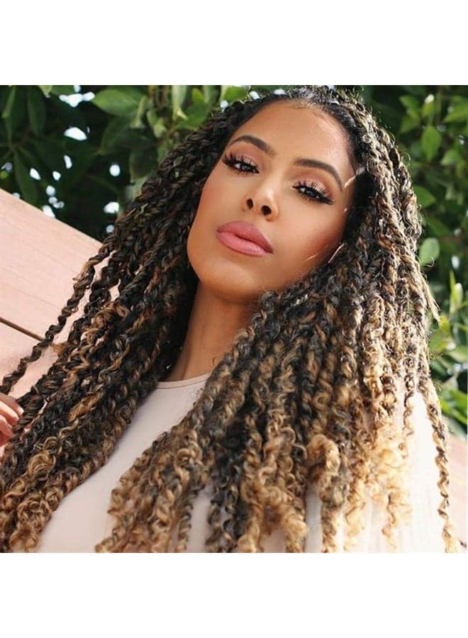 7 Packs Passion Twist Hair 18 Inch Water Wave Synthetic Braids for Passion Twist Crochet Braiding Hair Goddess Locs Long Bohemian Locs Hair (22Strands/Pack, T27#)