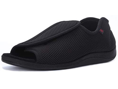 JIONS Women Men Diabetic Shoes Adjustable Velco Slippers Unisex Swollen Feet Edema Extra Wide Shoes Indoor Outdoor Large Size (38/8/5.5, G- Breathable Black)