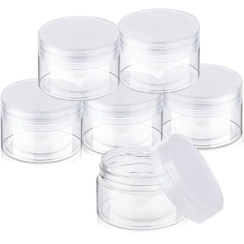 SATINIOR 6 Pack 5 oz Plastic Jars Containers with Lids Wide-mouth Refillable Leakproof Reusable Round Empty Jars for Travel Cosmetic Dry Food SpiceCandy Cookie Home Kitchen Organizing (Clear)