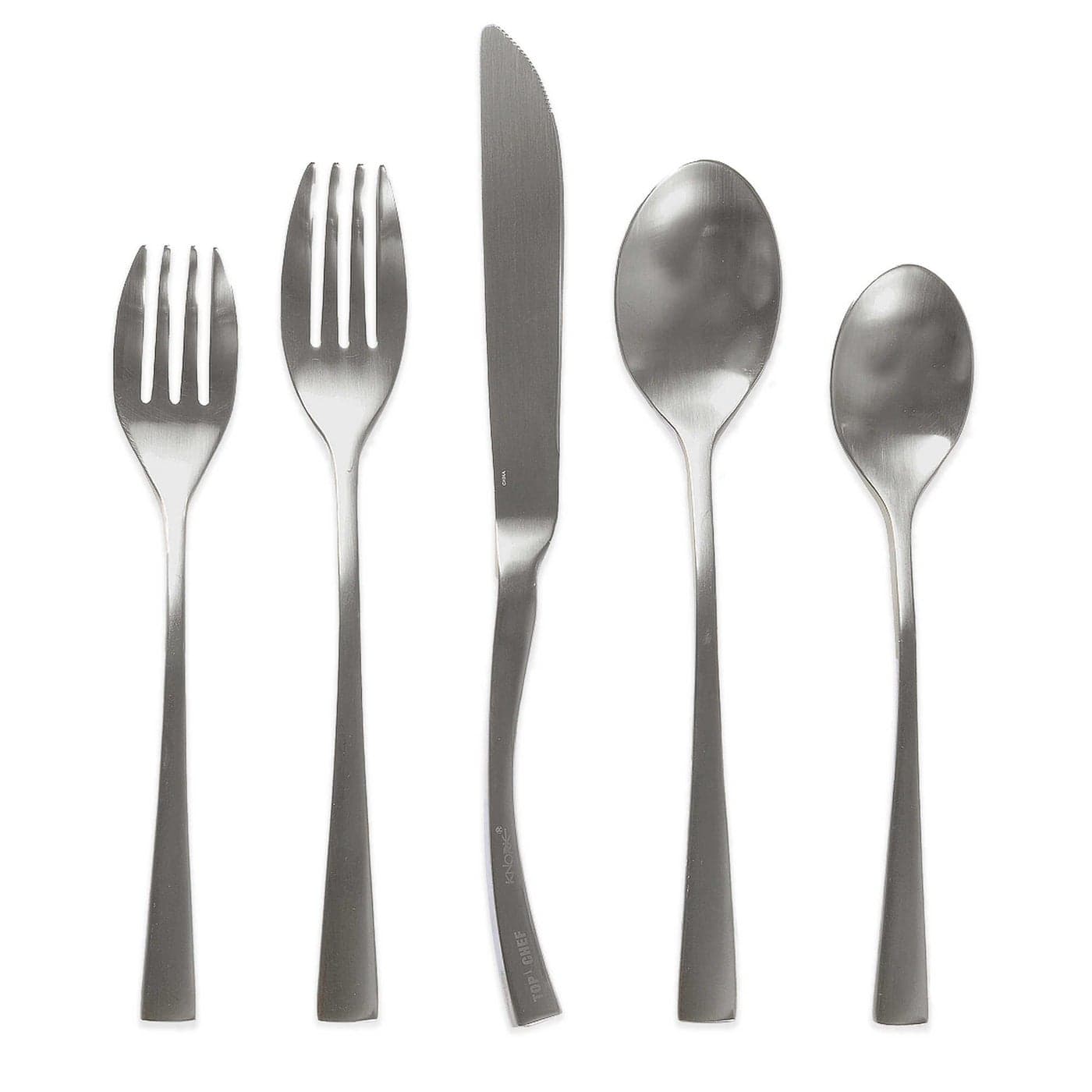 Knork N6PMMF0 260 Curve Collection Flatware Set 20 Piece Matte Silver