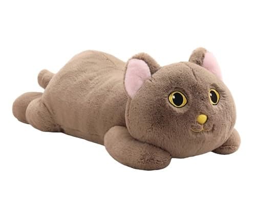 YESGIRL 264 inch 5 lbs Cat Weighted Stuffed Animals Large Weighted Plush Animal Cute Plush Toy Pillow Soft Kawaii Plushie Gifts for Adults Kids Boys and Girls Brown