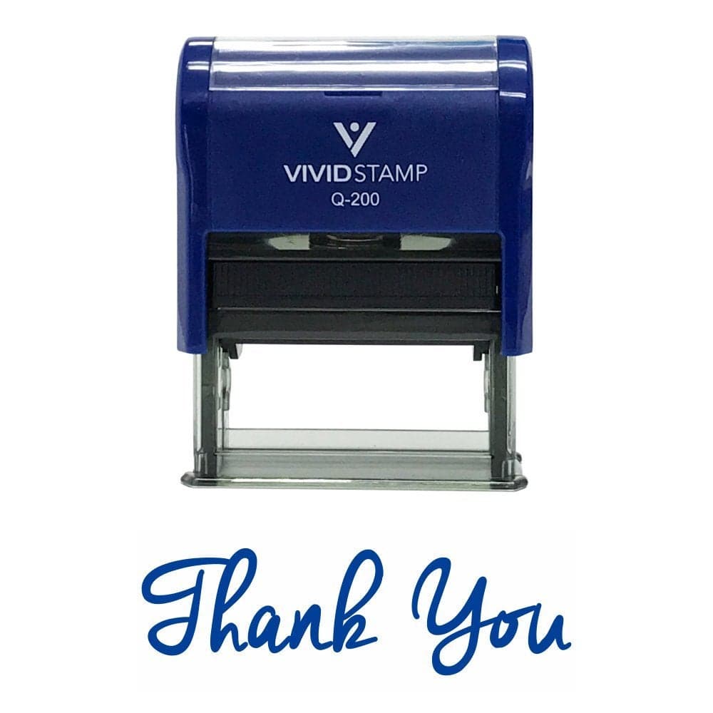Thank You SelfInking Rubber Stamp Blue Medium