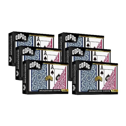Copag 1546 Design 100 Plastic Playing Cards Poker Size Standard RedBlue Jumbo Index 6 Sets