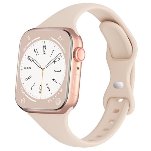 DYKEISS Sport Slim Silicone Band Compatible for Apple Watch Band 38mm 42mm 40mm 44mm 41mm 45mm 49mm, Thin Soft Narrow Replacement Strap Wristband for iWatch Ultra Series 8/7/SE/6/5/4/3/2/1 Women Men