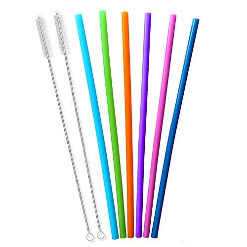 Tegion 12 Inch Extra Long Reusable Silicone Straight Straws for Extra Tall Tumbler 40 OZ Hydro Flask,32 OZ Blender Bottle Nutribullet, Nutri Ninja Cups