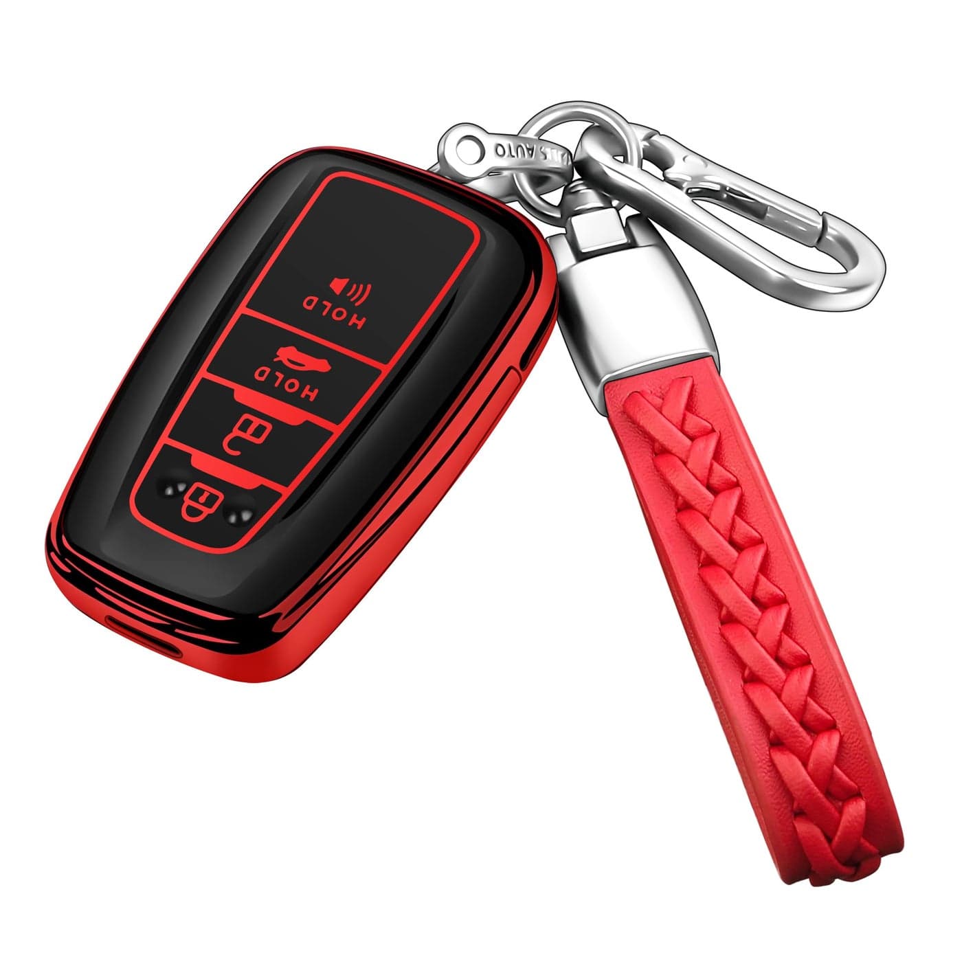 Autophone Compatible With Toyota Key Fob Cover with Keychain Soft TPU Key Shell CaseFor 20192025 Rav4 20192024 Camry 4 Runner 20202022 Highlander Corolla Prius CHR Avalon GT86 Red