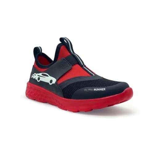 KazarMax Kids Boys Red Car Glow in The Dark Ultra Runner Shoes - 8 Kids UK