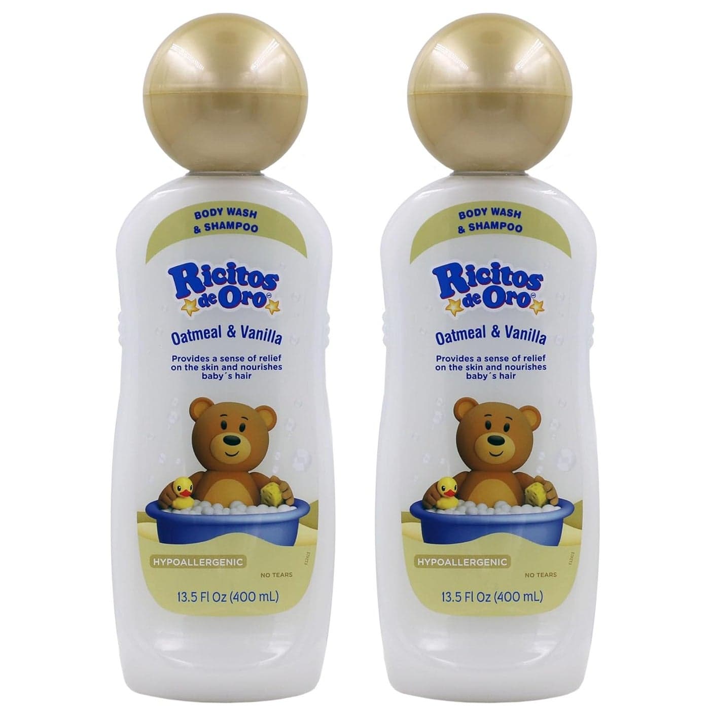 Ricitos de Oro Baby Shampoo and Body Wash Formula with Oats and Vanilla Hypoallergenic TearFree Body Wash and Shampoo 2Pack of 135 Fl Oz Each 2 Bottles