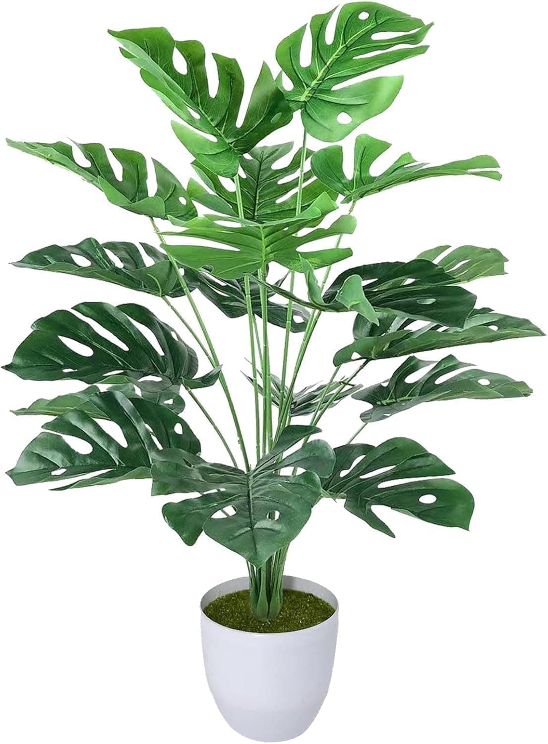 Dekorly Fake Plants Artificial Floor Plants Large Tropical Palm Tree Tall Monstera Plant in Pot Faux Plants for Indoor Outdoor Home (Monstera | White Pot, Pack of One)