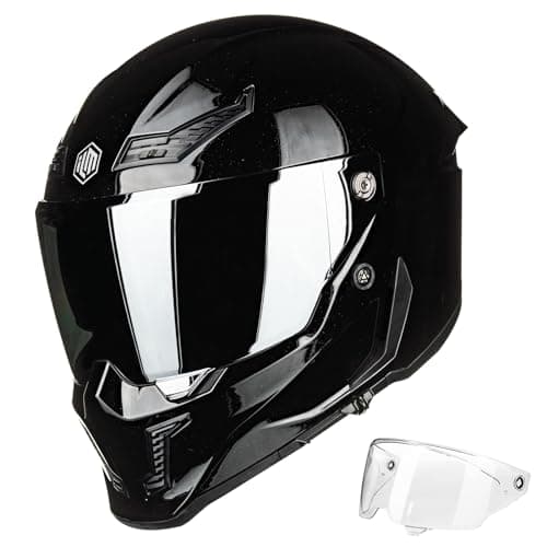 ILM Motorcycle Helmets for Adult Men Women Full Face DOT ECE Powersports Dual Visor Street Racing Helmet with Pinlock Cascos para Motos Model MF509 (Gloss Blacks, M)